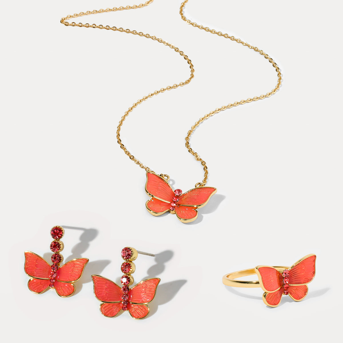 butterfly gold jewelry set