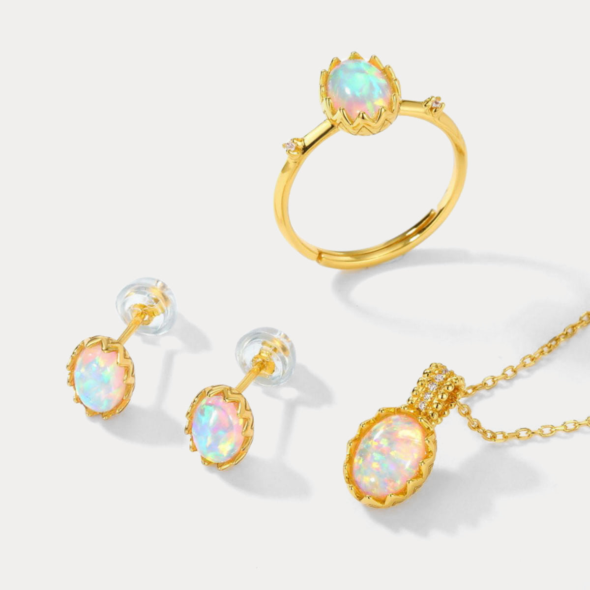 opal gold jewelry set