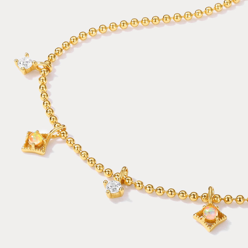 Opal Cross Flower Gold Bracelet