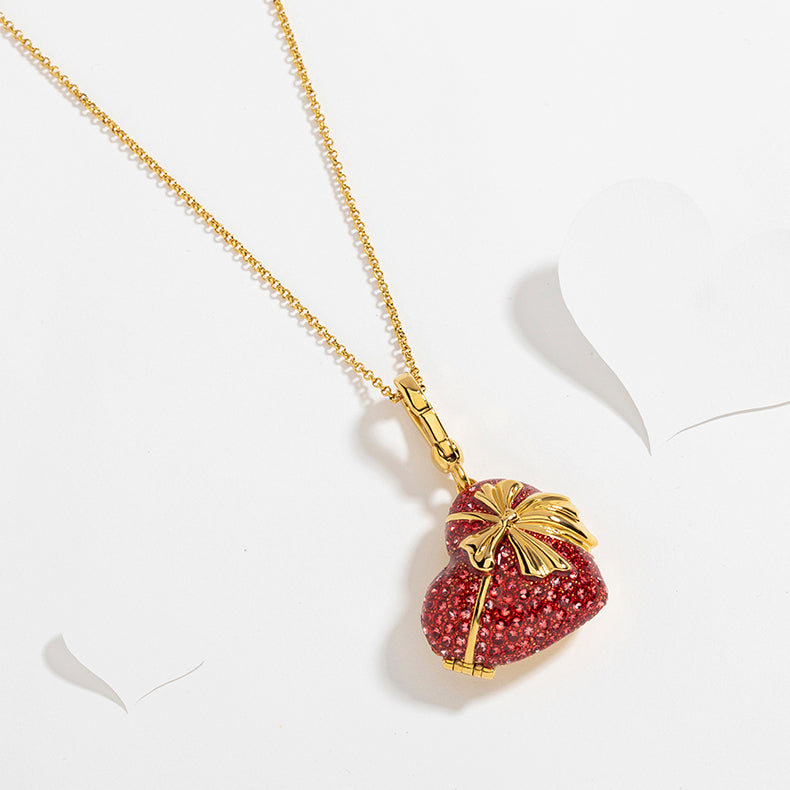 Red Heart Diamond Gift Locket Necklace