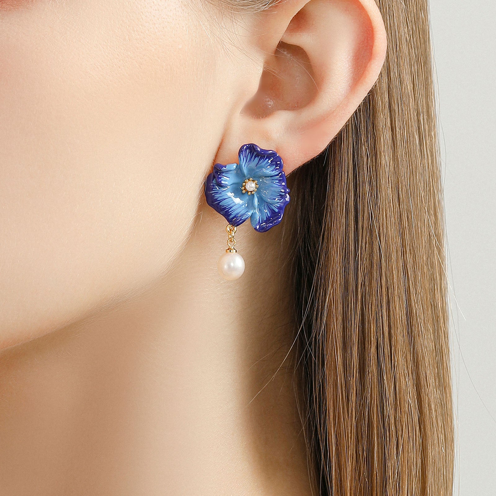Blue Corn Poppy Diamond Earrings