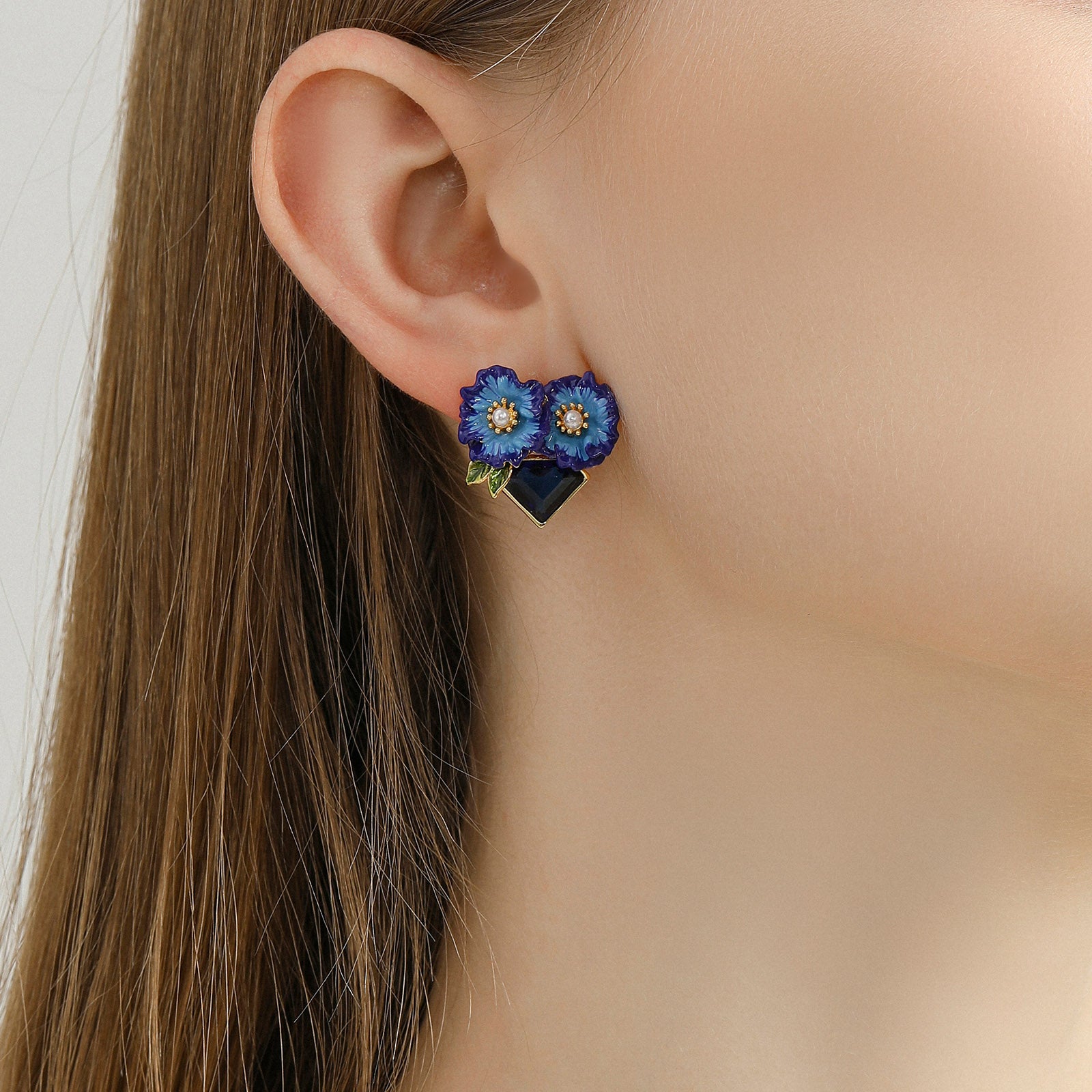 Blue Corn Poppy Gemstone Earrings