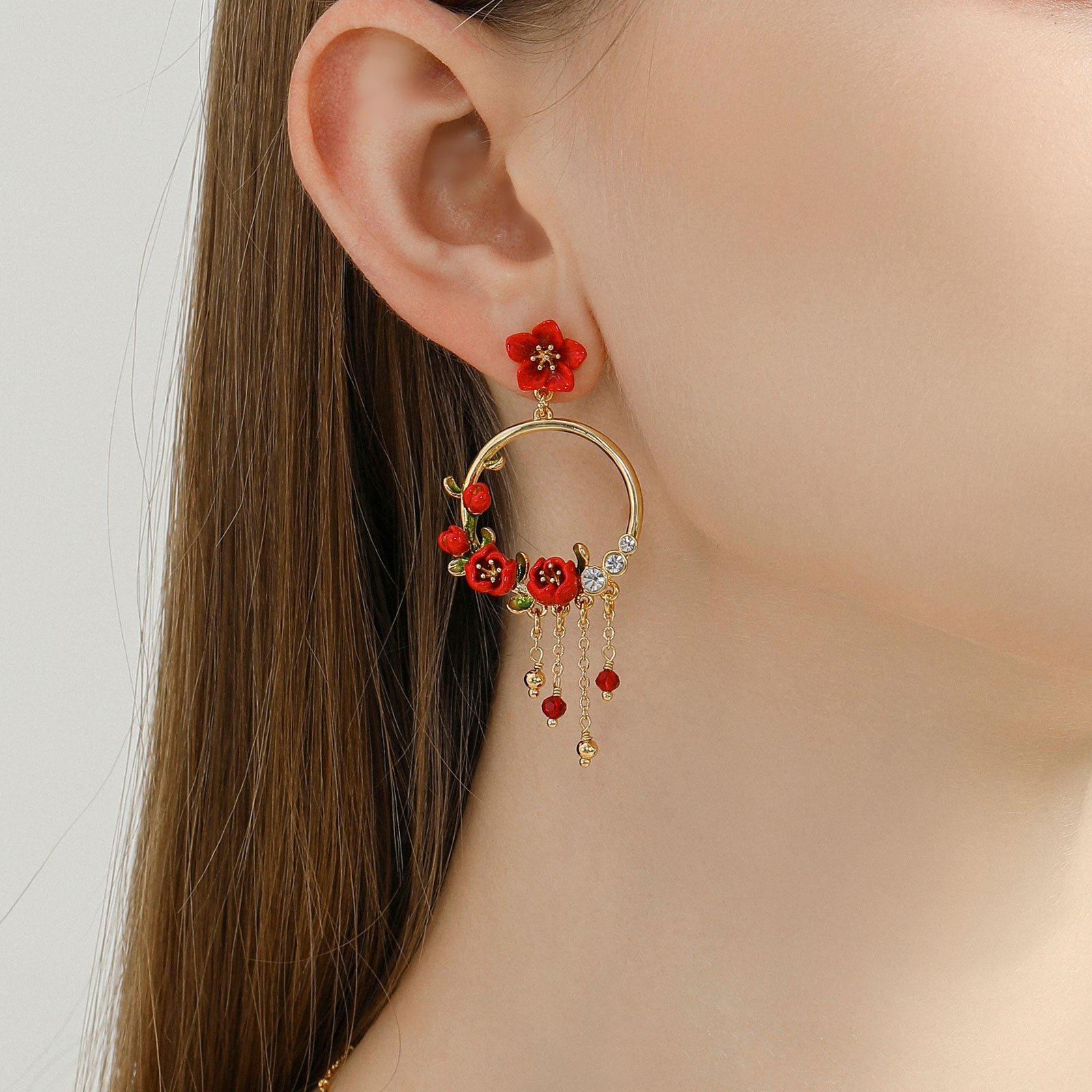 Begonia Flower Tassel Fashion Earrings