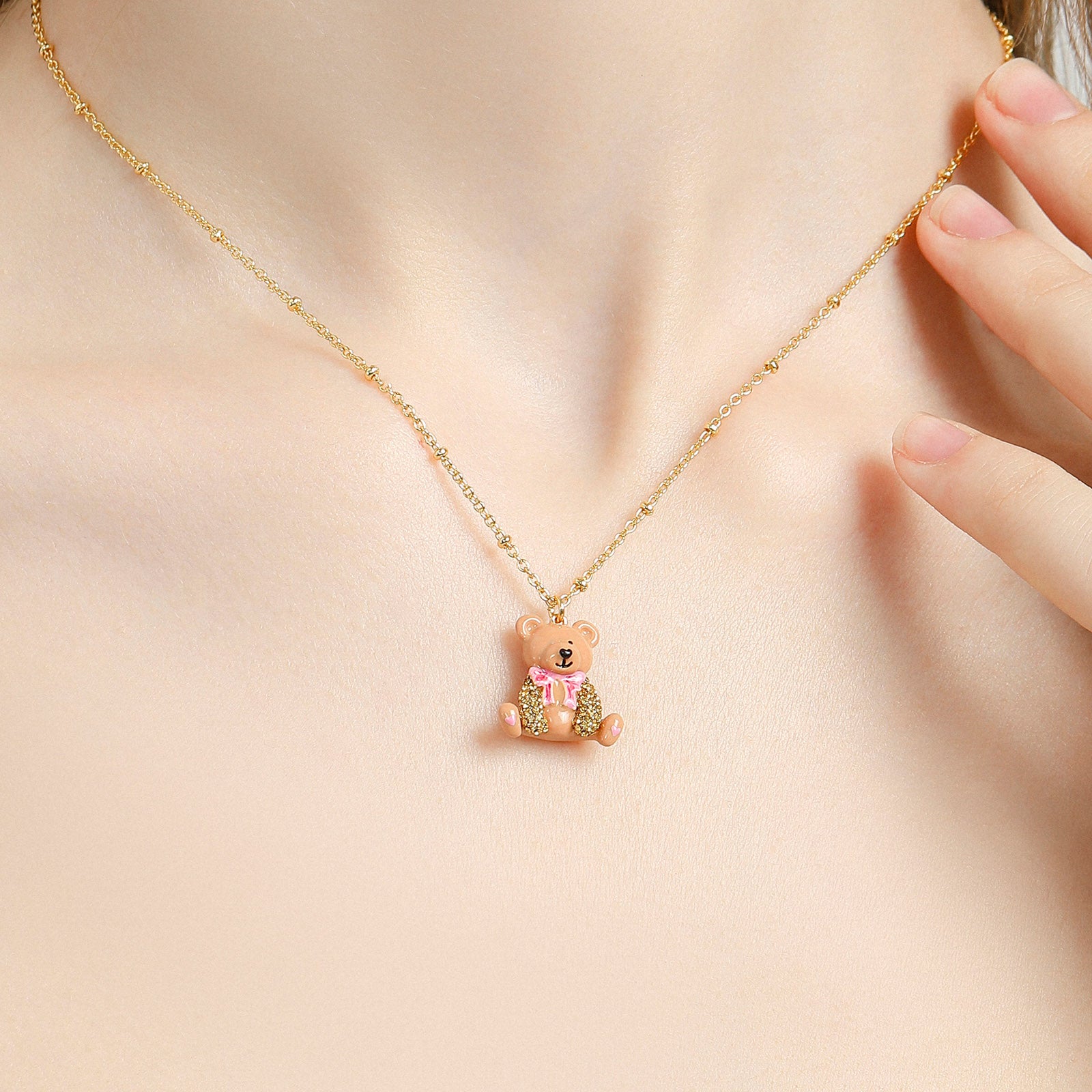 Cute Brown Candy Bear Necklace