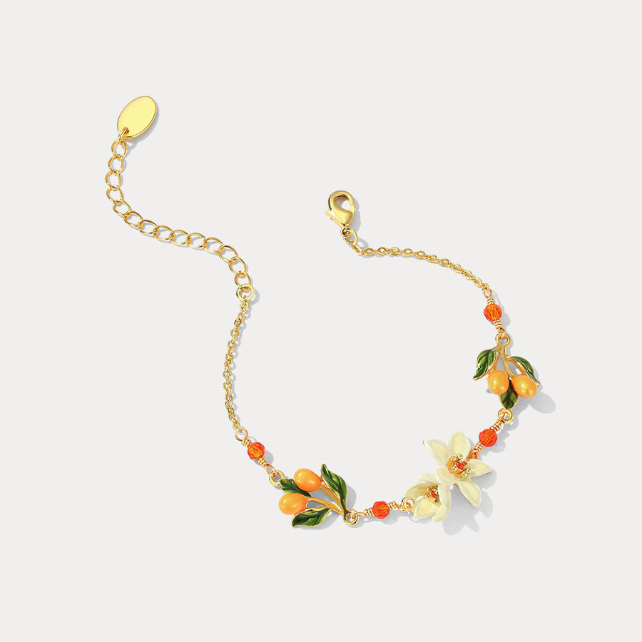 orange blossom enamel bracelet