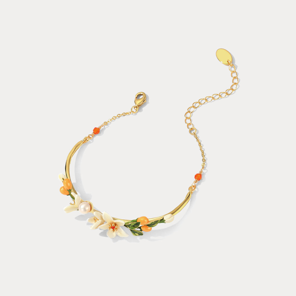 orange blossom brass bracelet