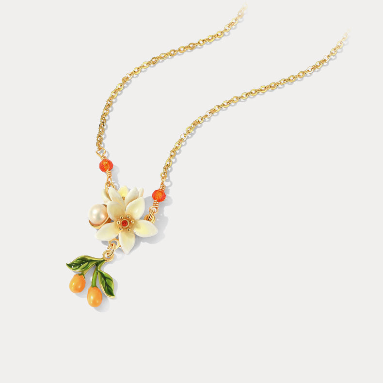 orange blossom nature necklace