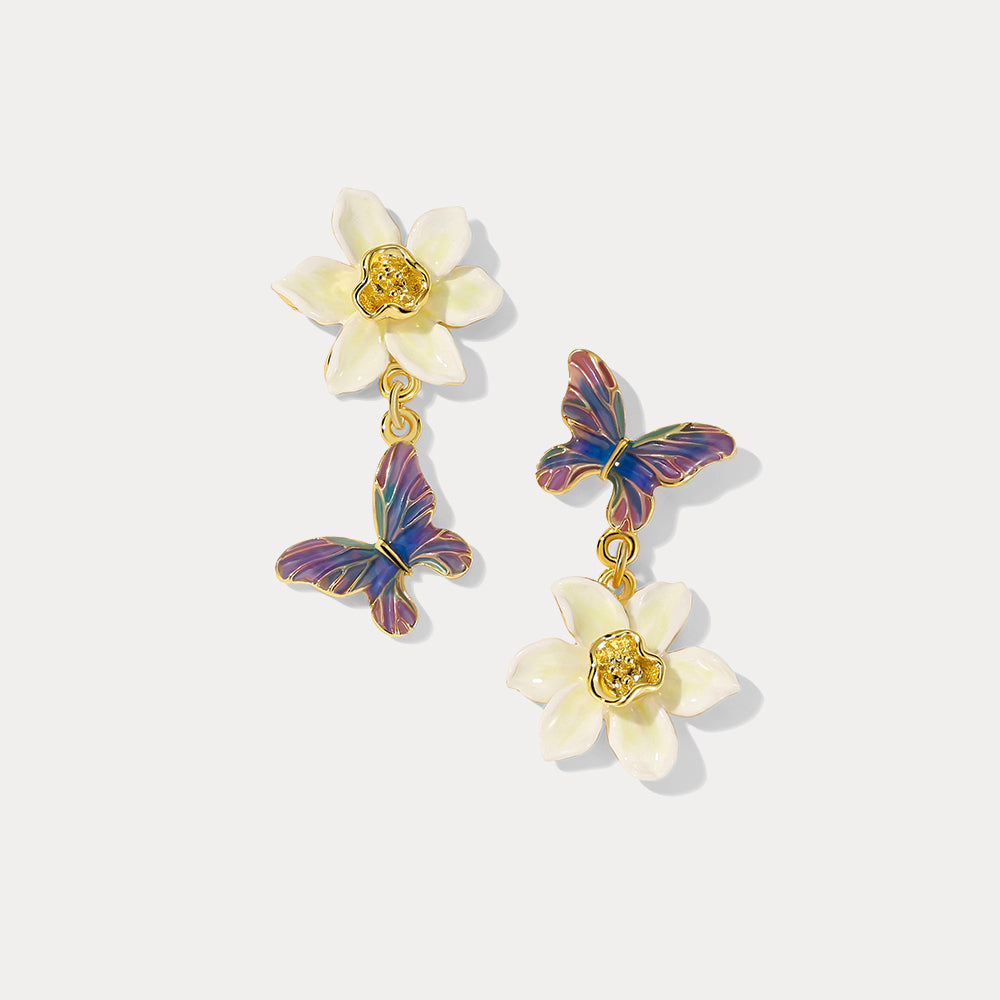 Selenichast Daffodils & Butterfly Earrings