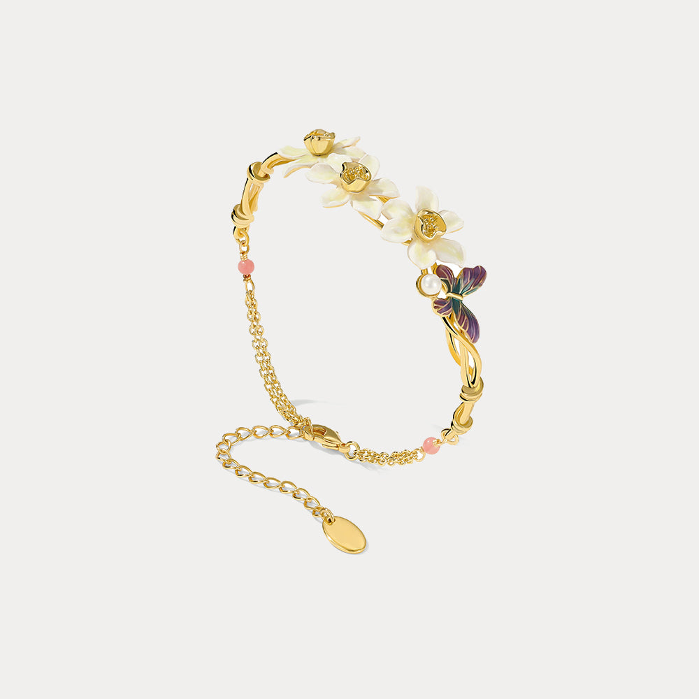 Daffodils & Butterfly Enamel Bracelet