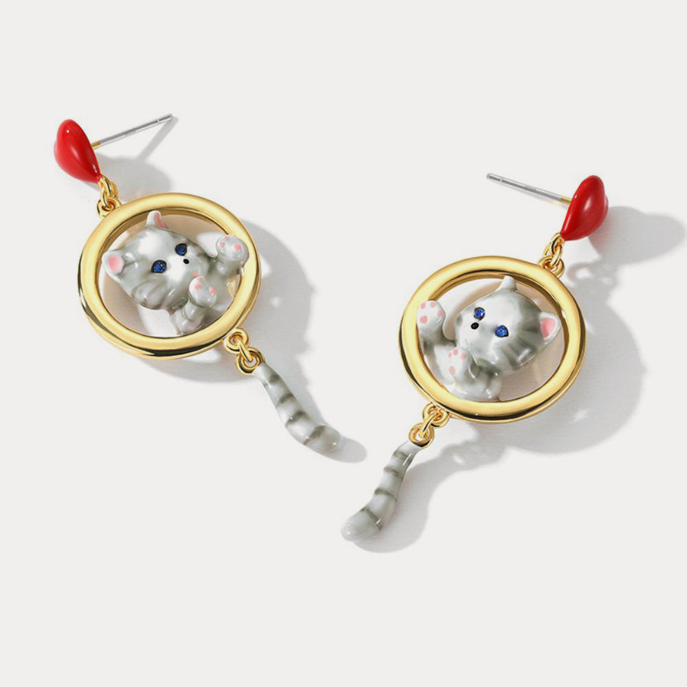 american shorthair cat gold earrings