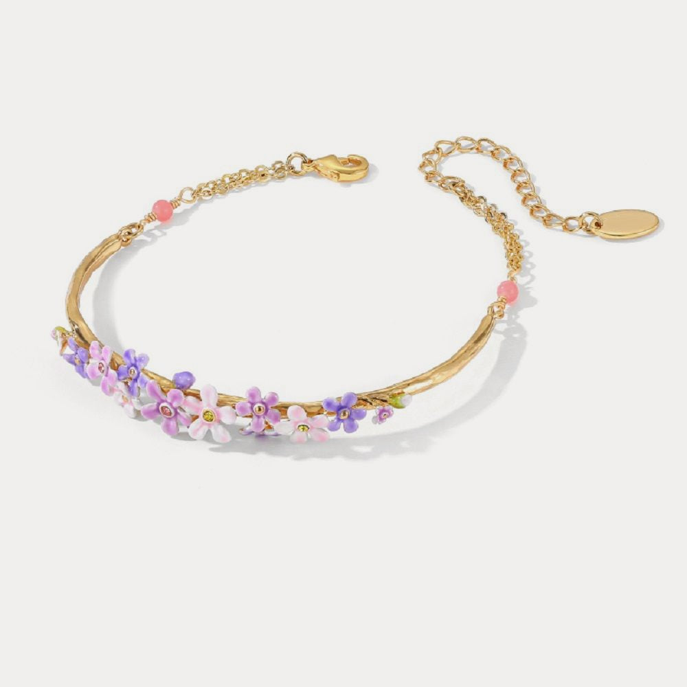 forget me not flowers chain bracelet
