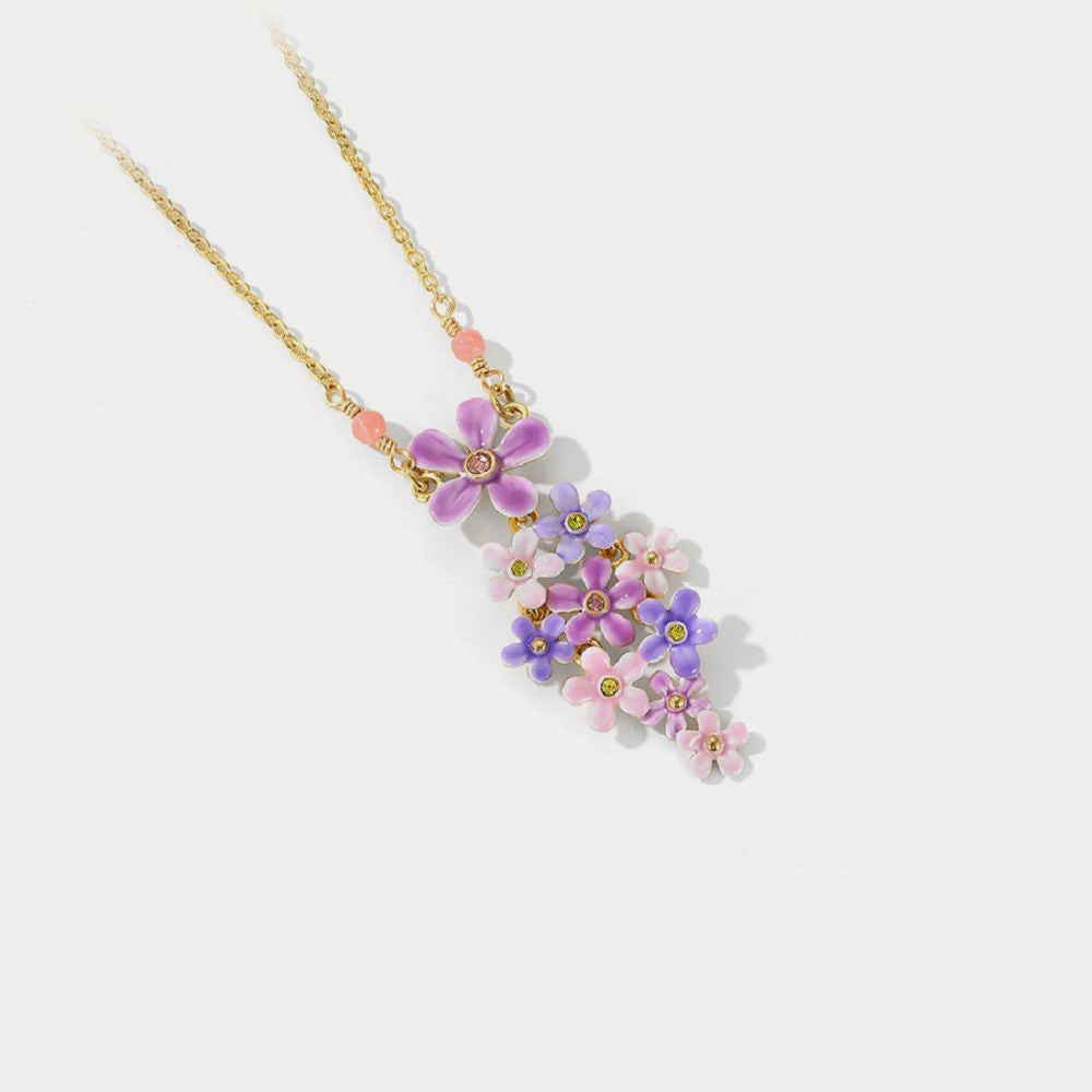 forget me not flowers beads necklace