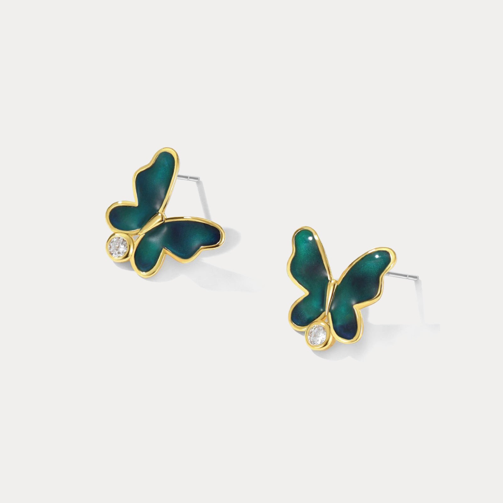thermochromic butterfly diamond enamel earrings