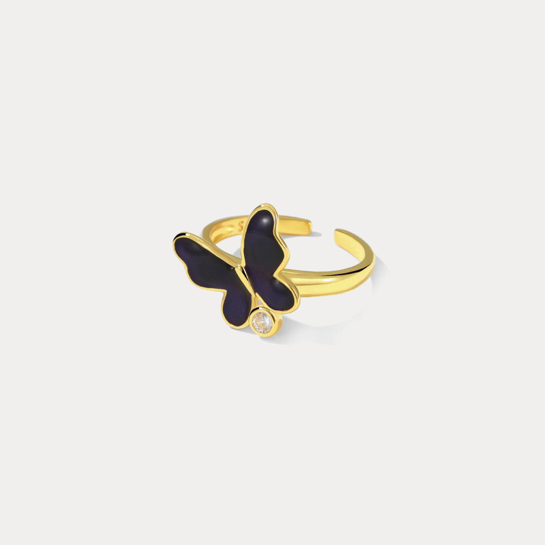 Selenichast thermochromic butterfly enamel ring