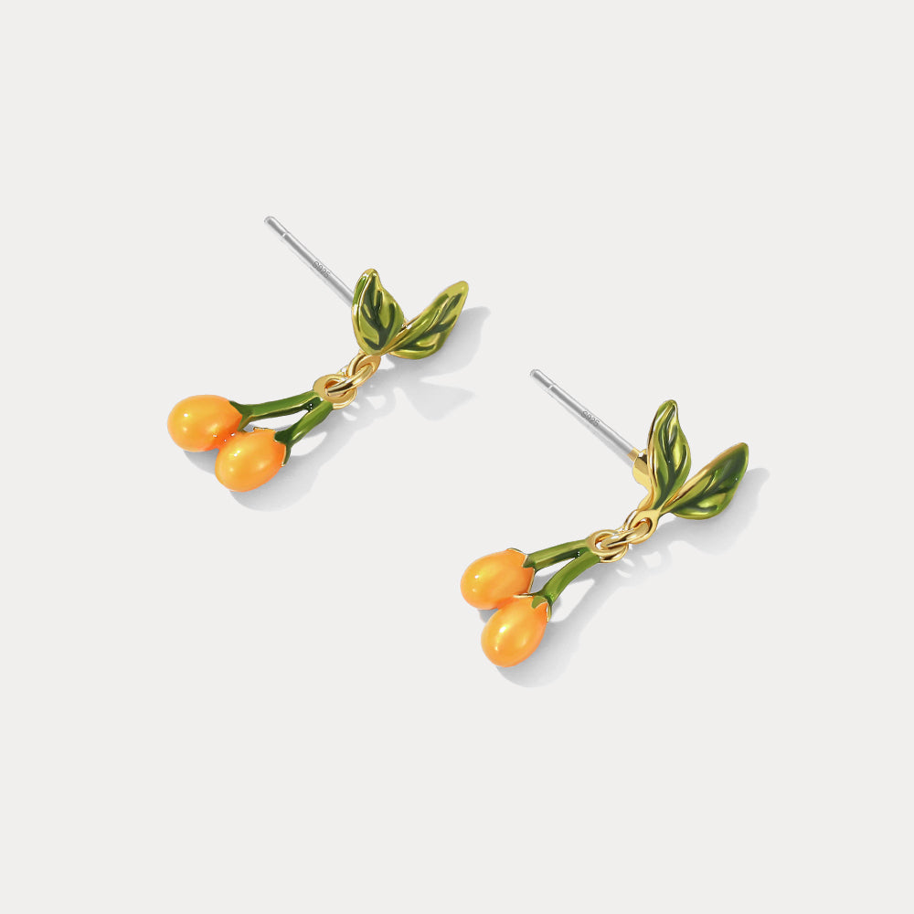 enamel orange blossom earrings