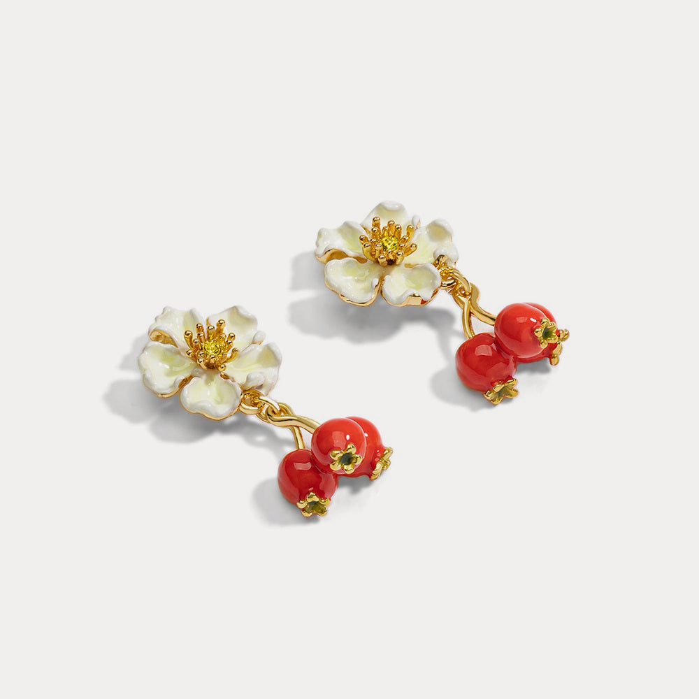 chic cranberry flower earrings