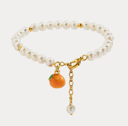 Orange Fruit Pearl Bracelet