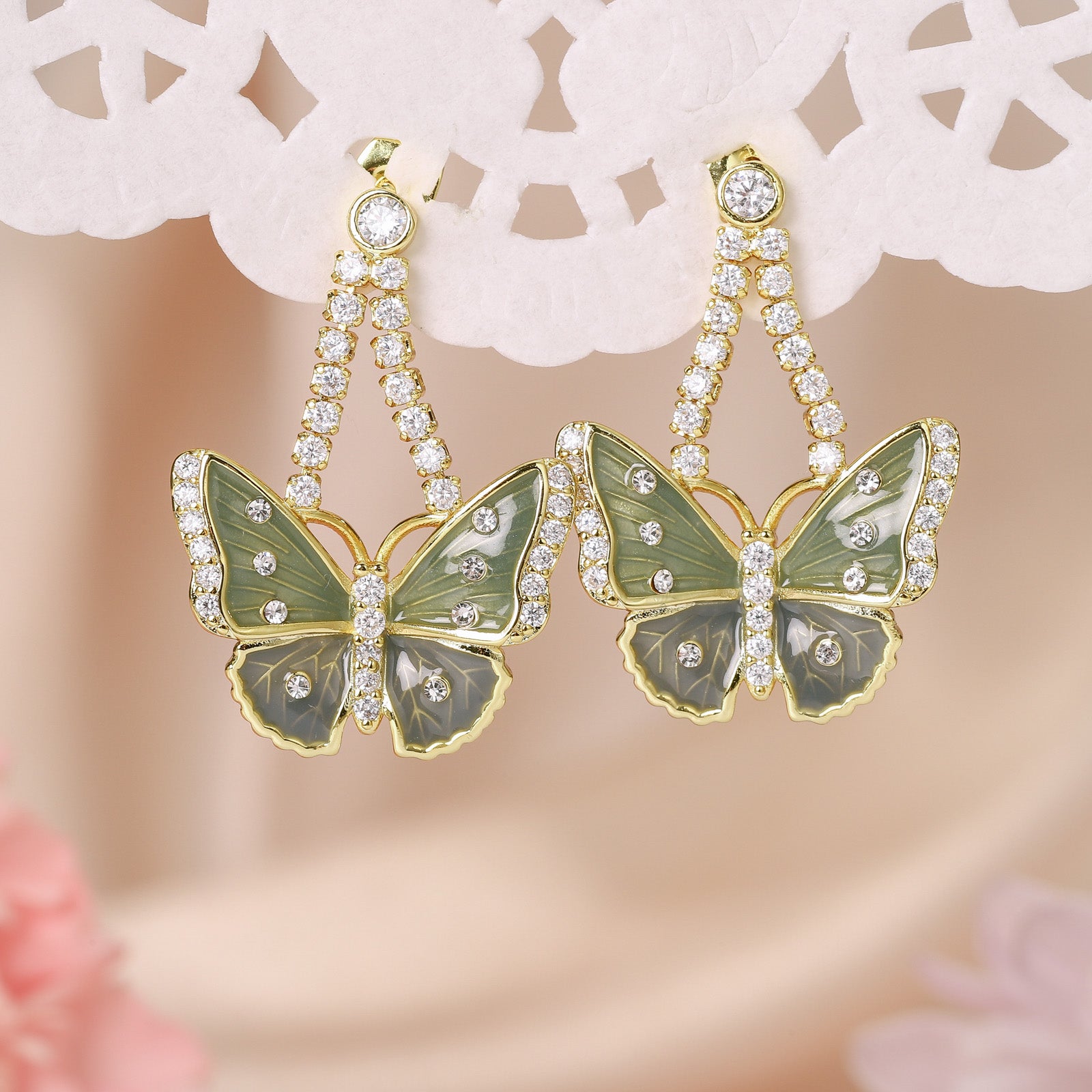 butterfly gold earrings