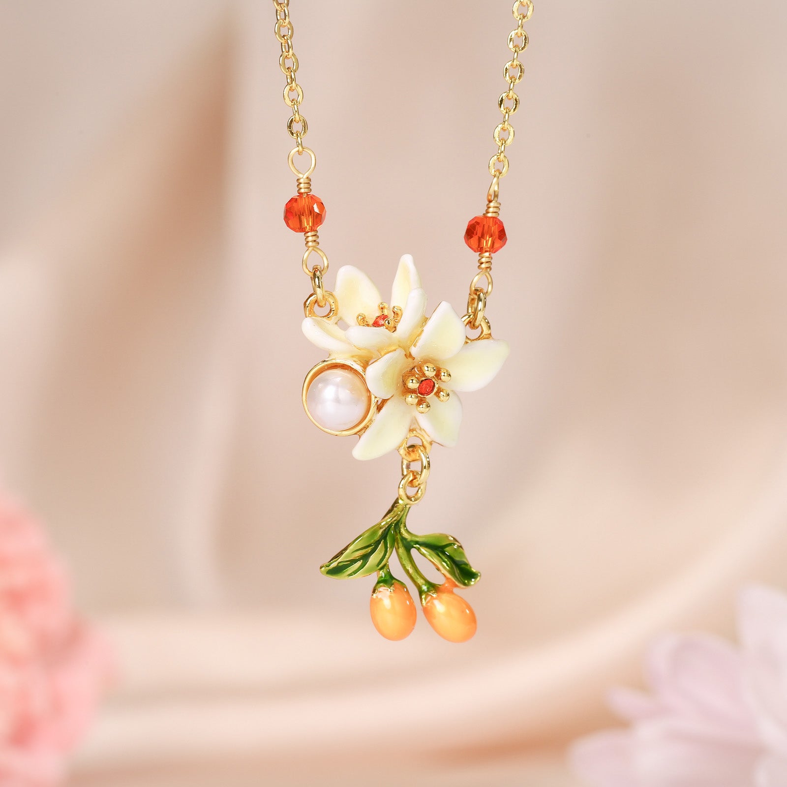 orange blossom pearl necklace