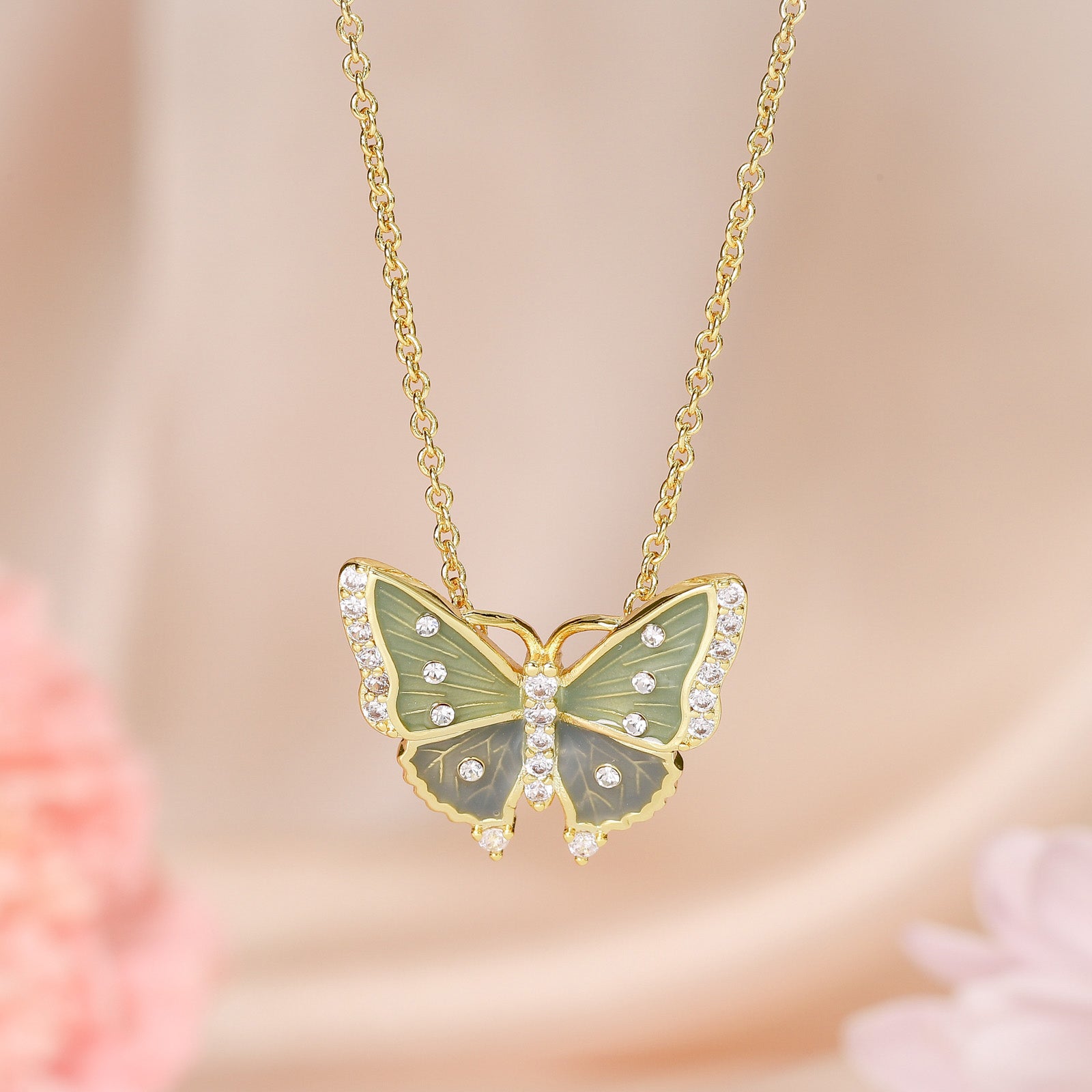 Butterfly Enamel Gold Necklace