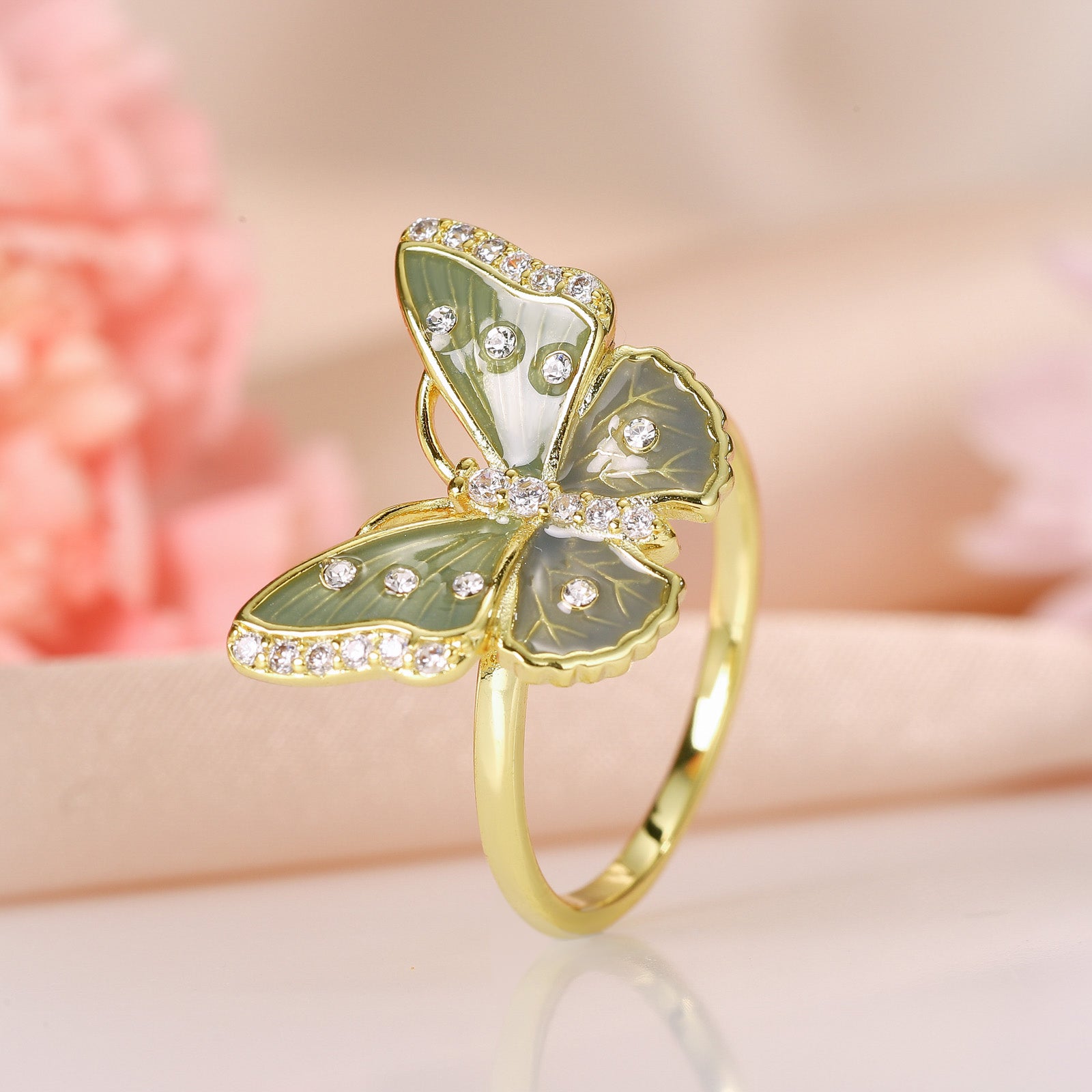 green butterfly ring