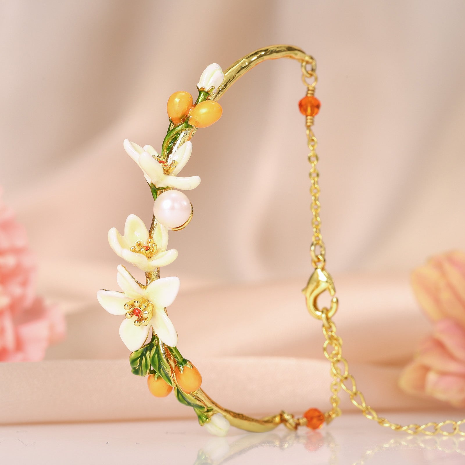 orange blossom chain bracelet