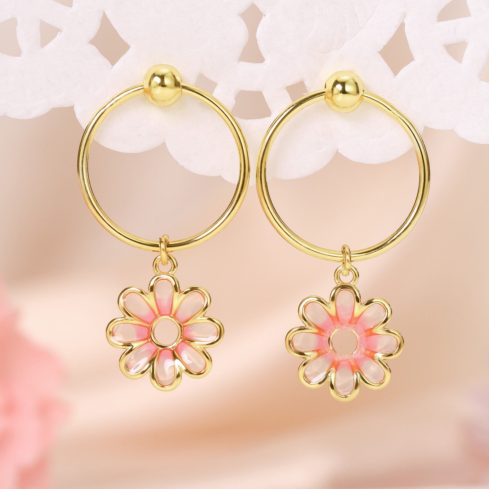cherry blossom hoop earrings