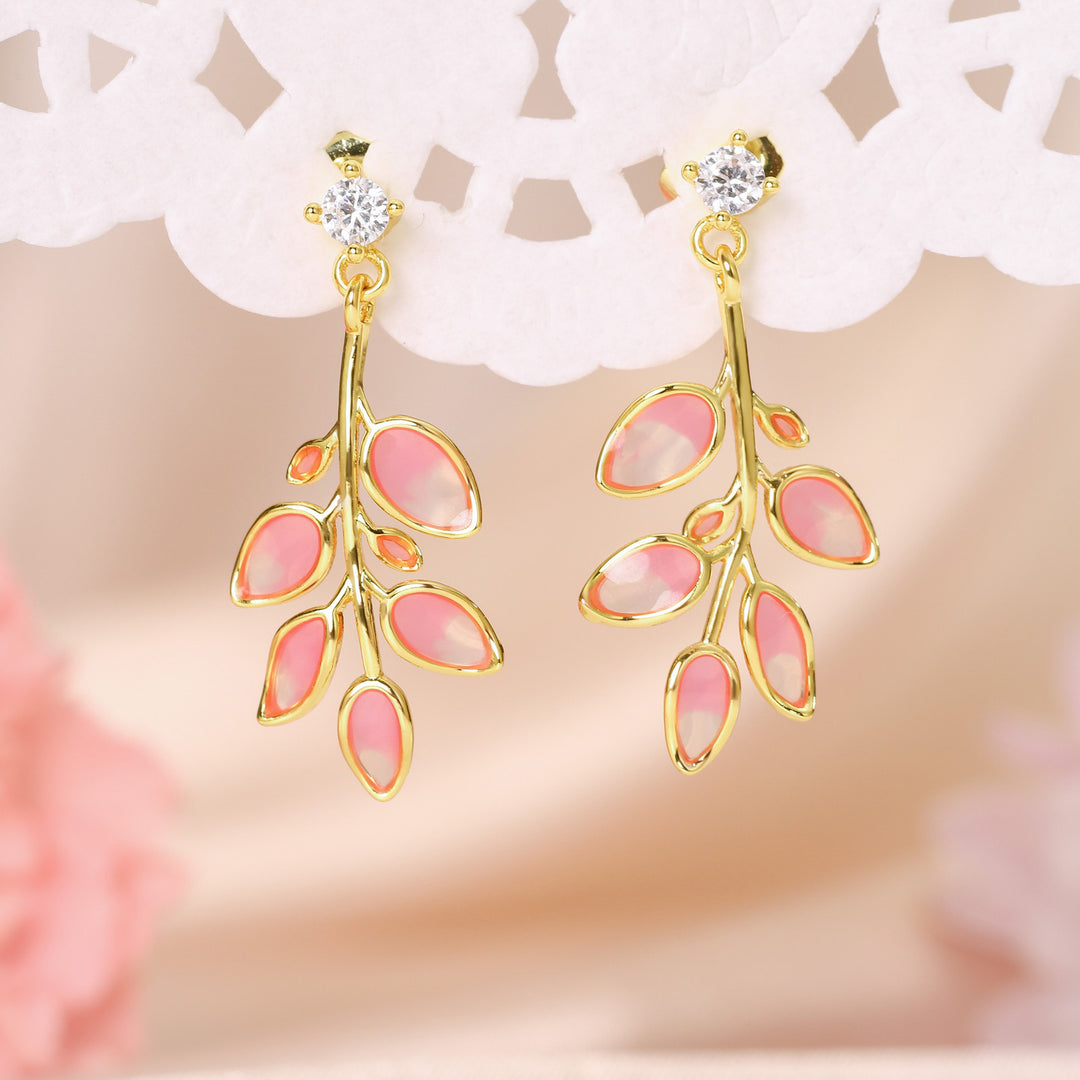 gold sakura earrings