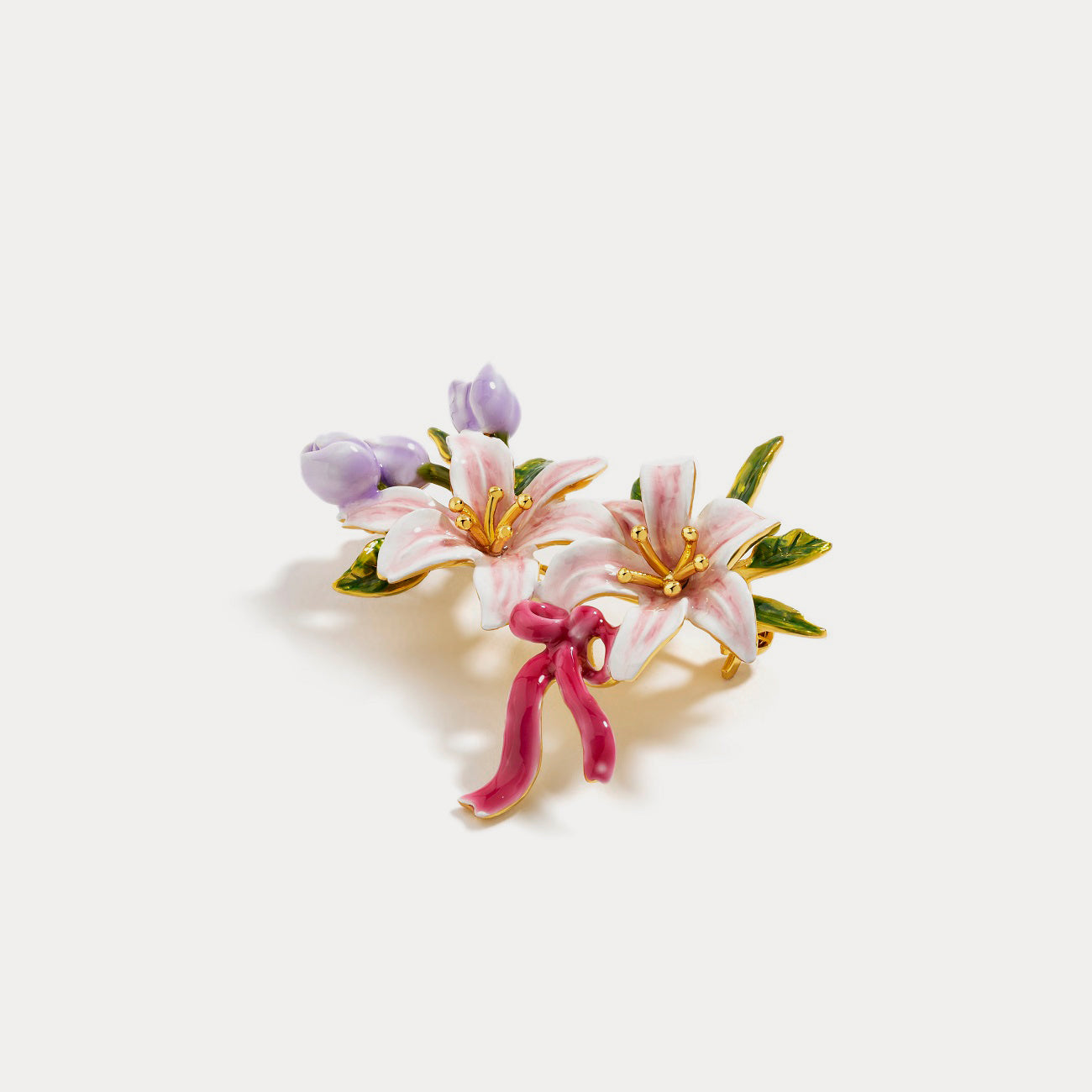 garden lily enamel brooch