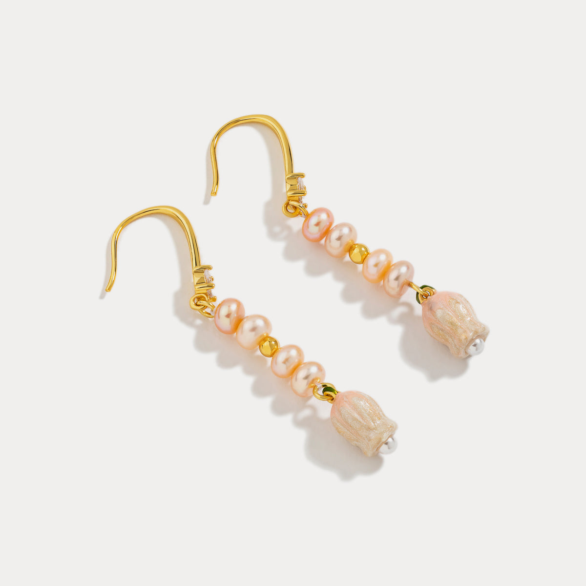 Lily Of The Valley Pearl Gold Earrings