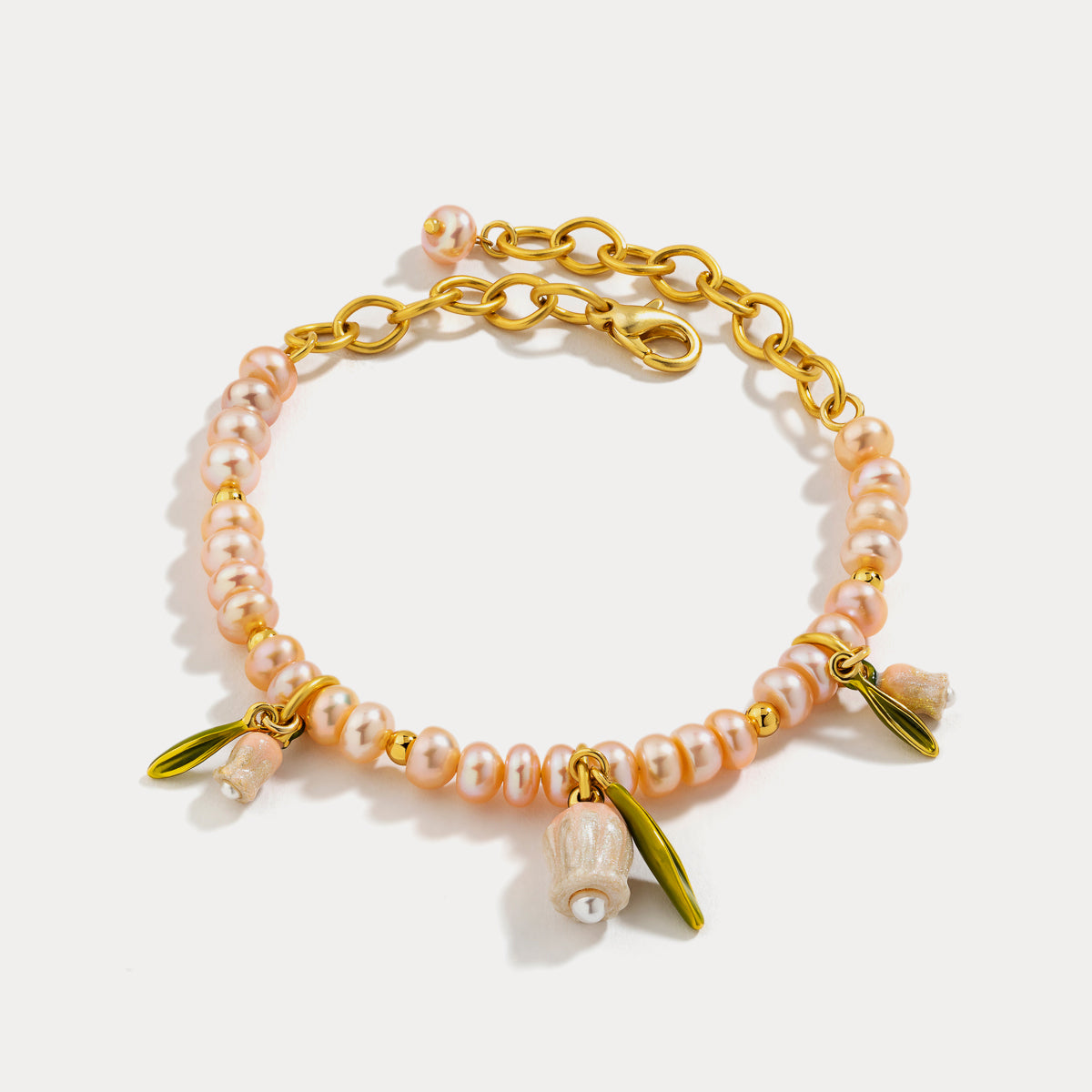 Lily Of The Valley Pearl Charms Bracelet