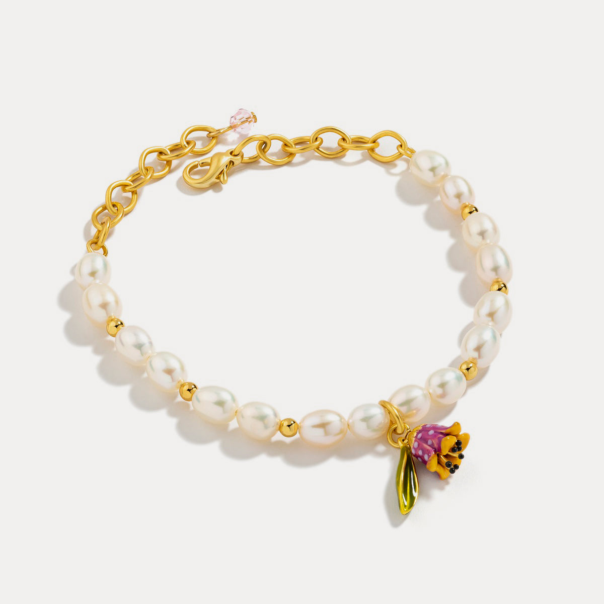 purple lily of the valley pearl bracelet