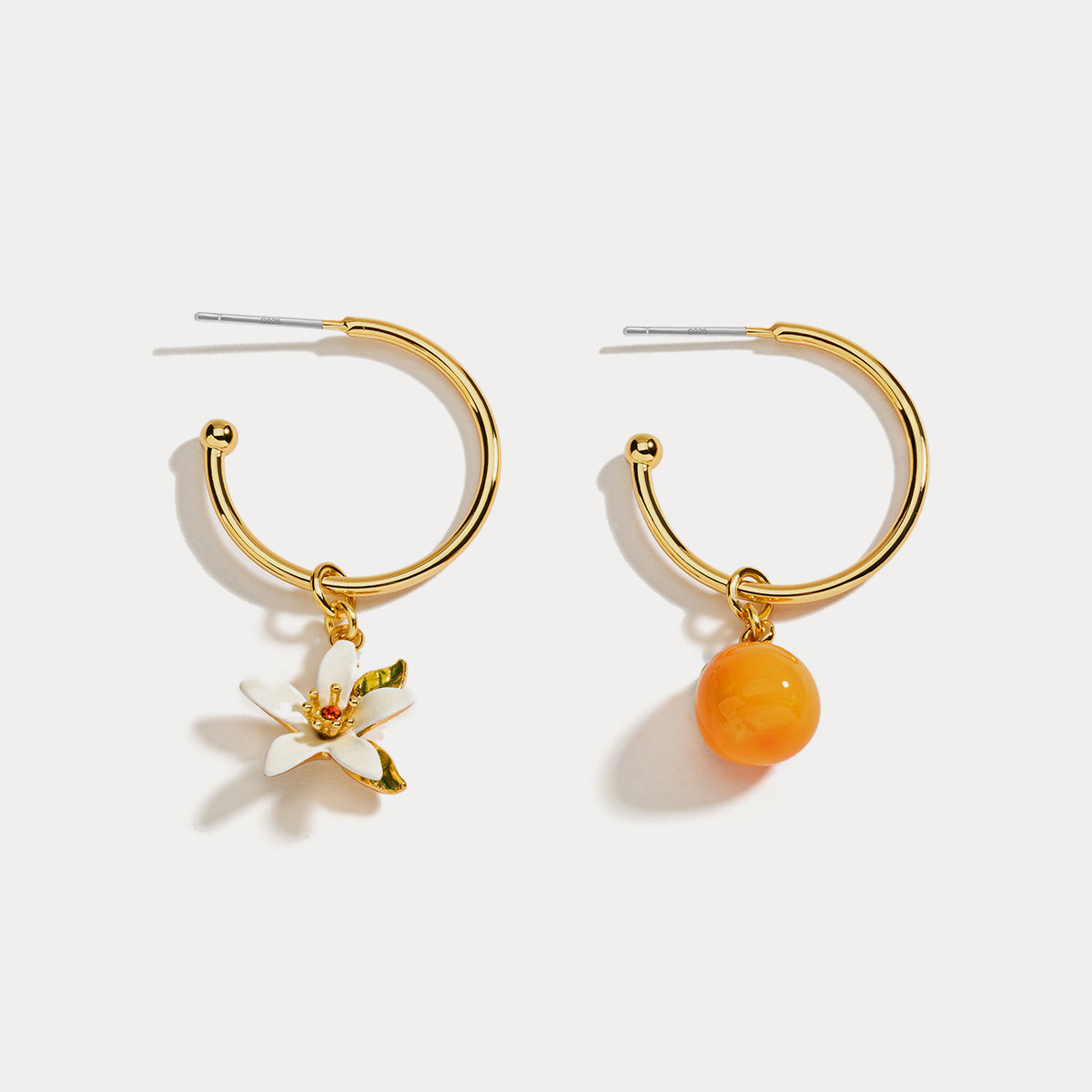 orange enamel earrings