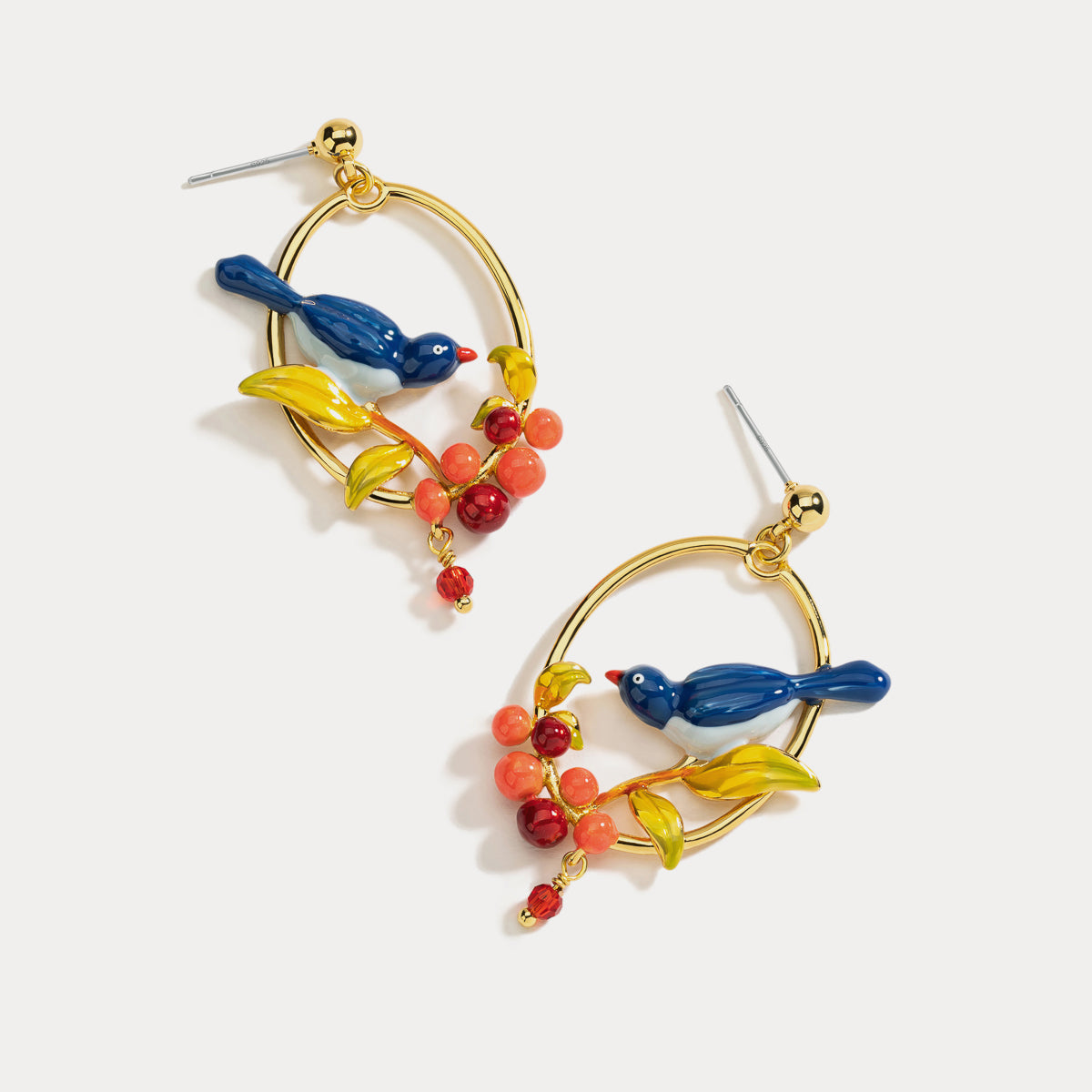 pair of lovebirds hoop earrings