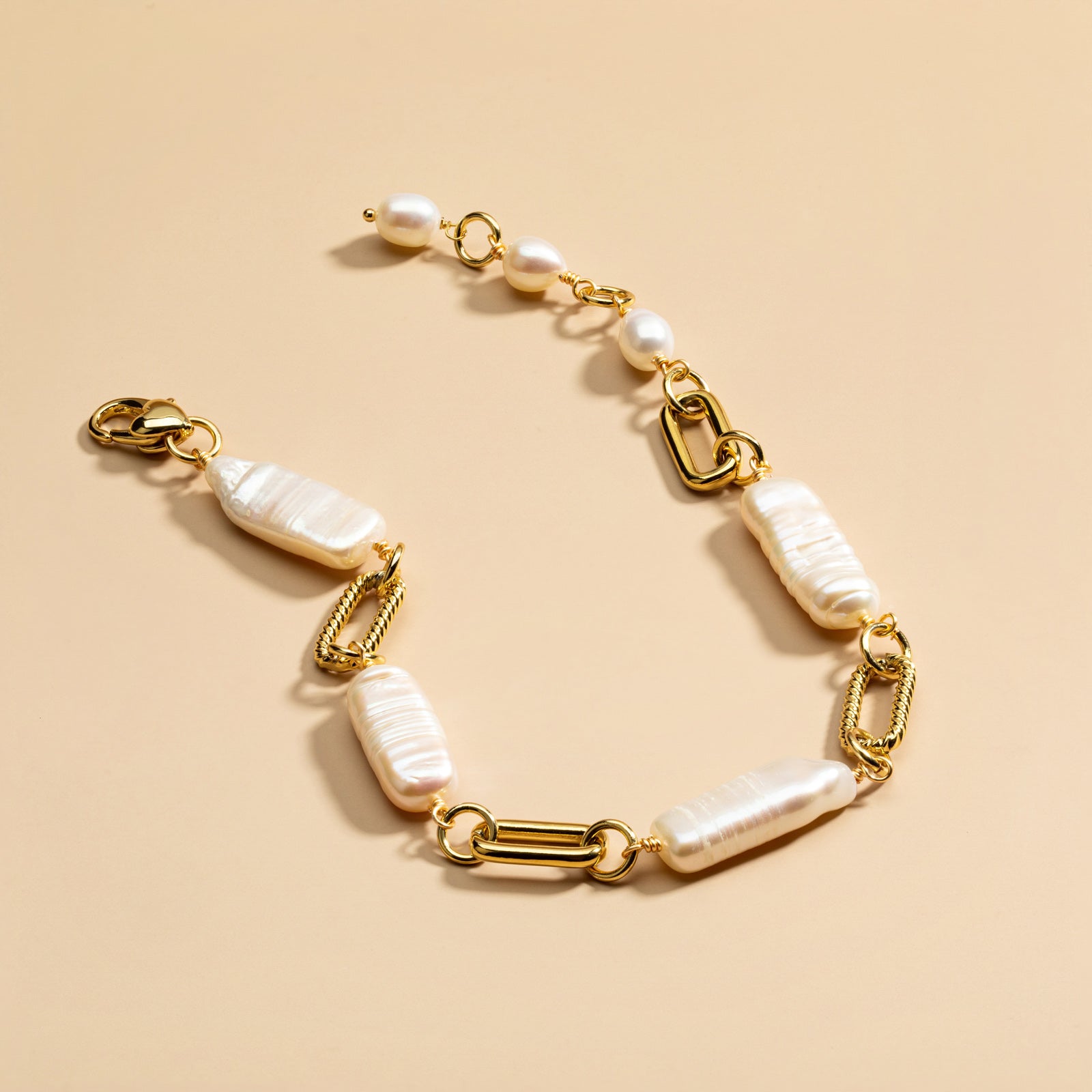 freshwater baroque pearl chain bracelet