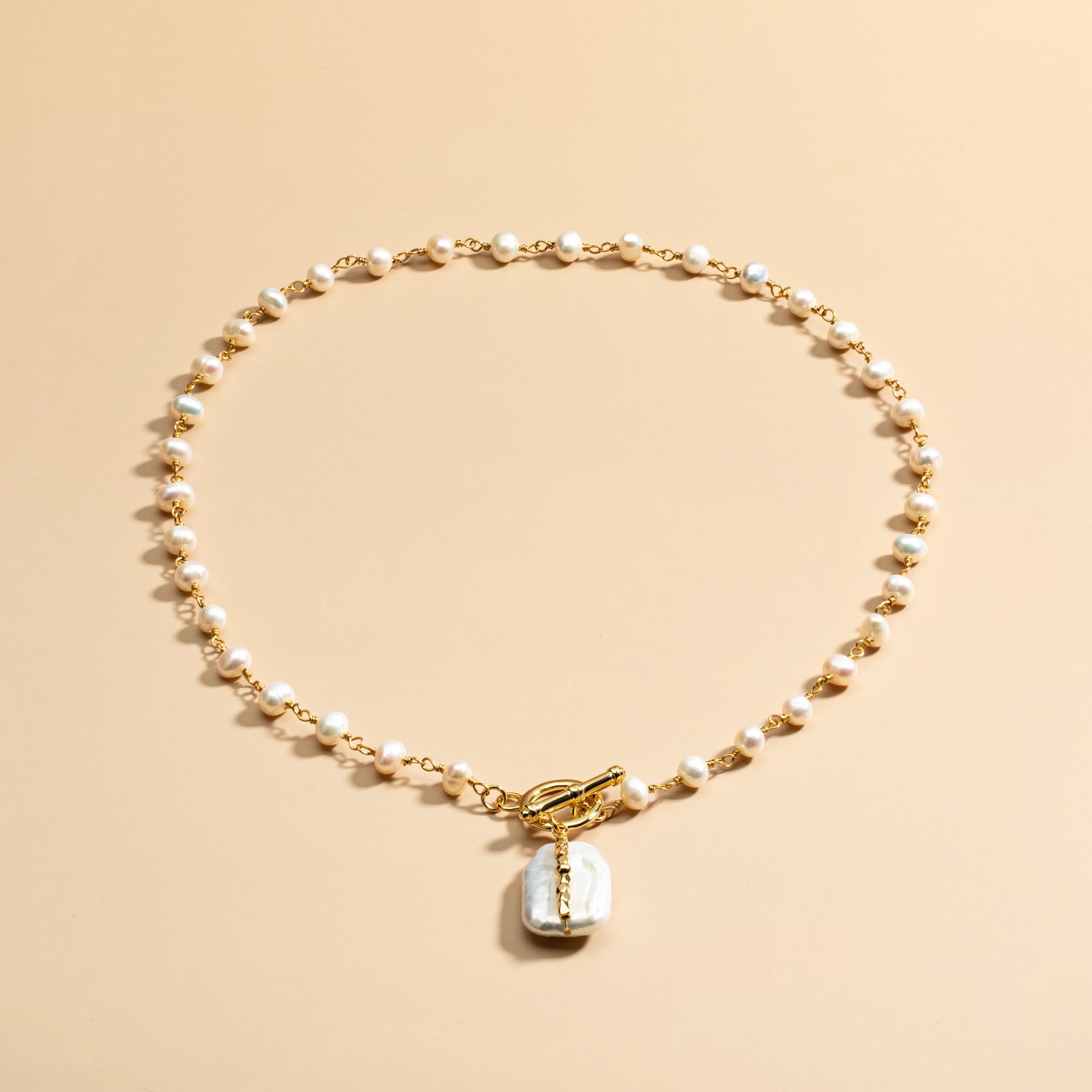 baroque pearl station necklace