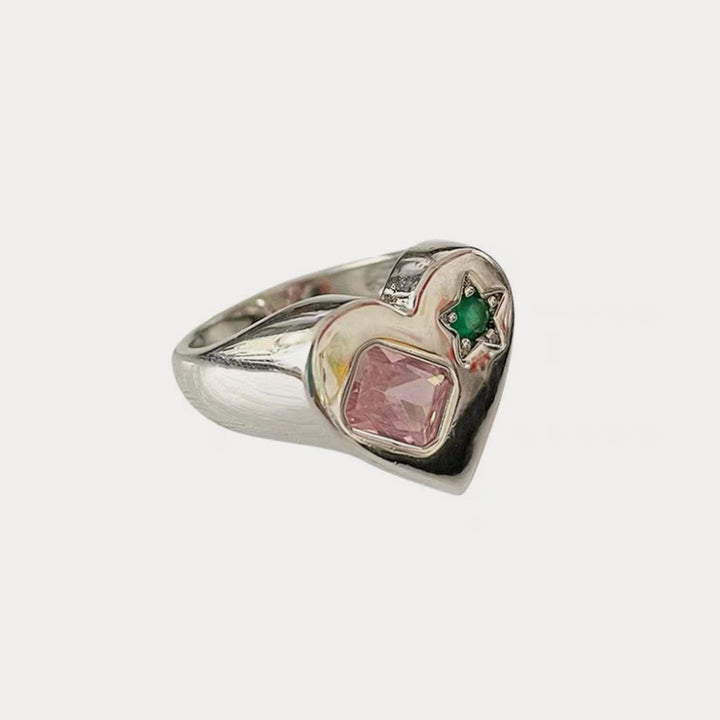 Pink Gem Heart Ring