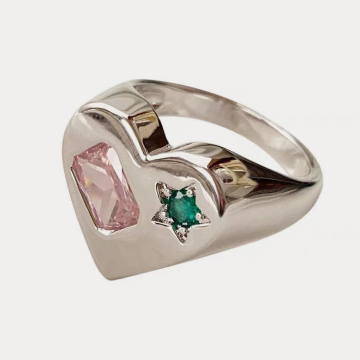 Pink Gem Heart Ring