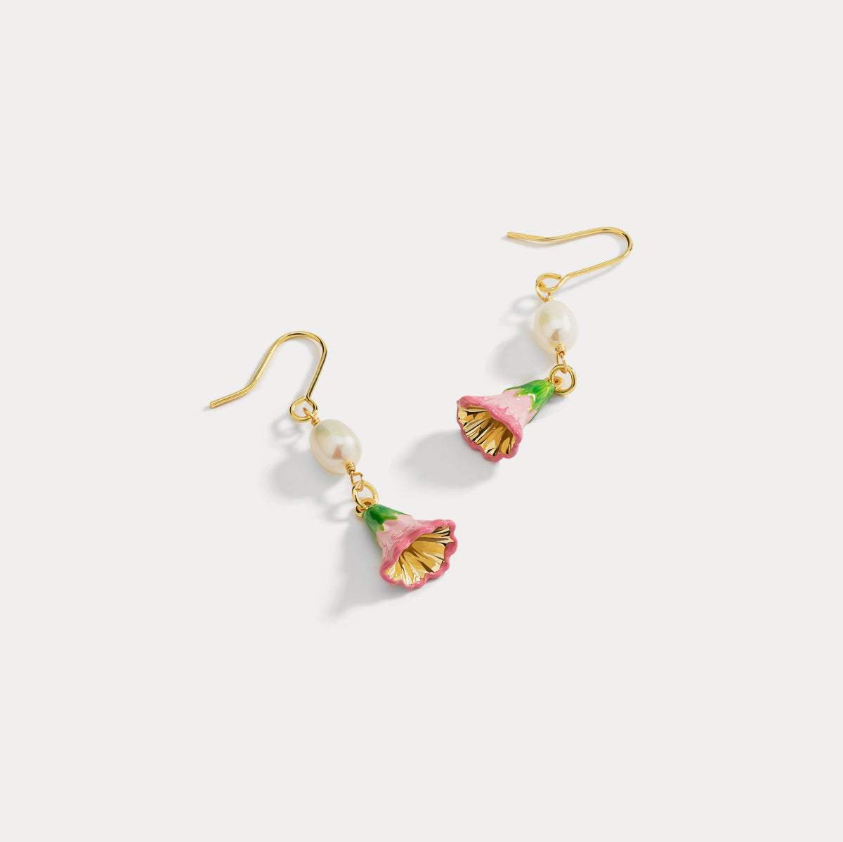 lily of the valley pearl gold earrings