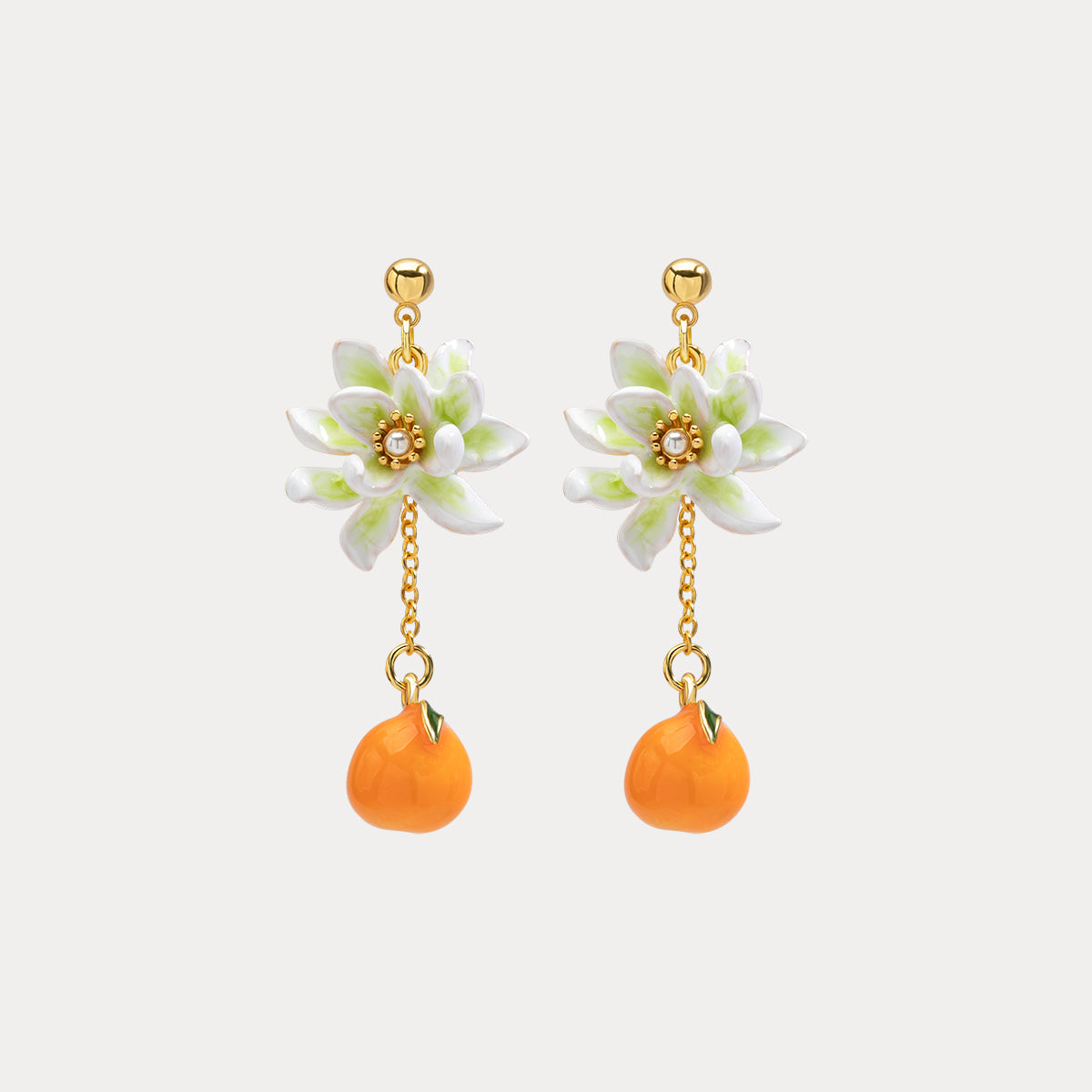 Orange Flower Designer Earrings
