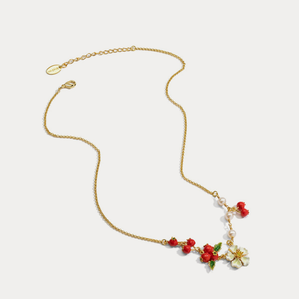 Cranberry Flowers Necklace Autumn Jewelry