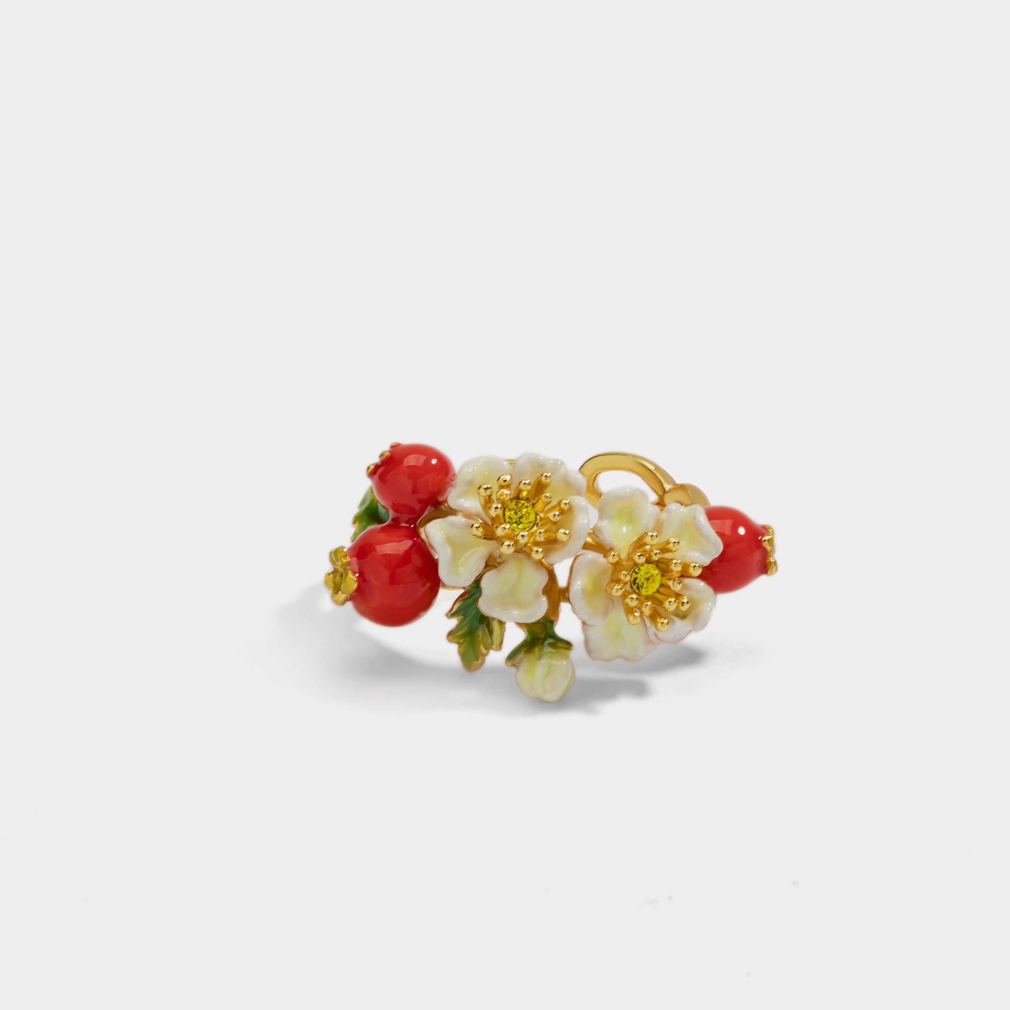 Cranberry Flowers Leaf Ring