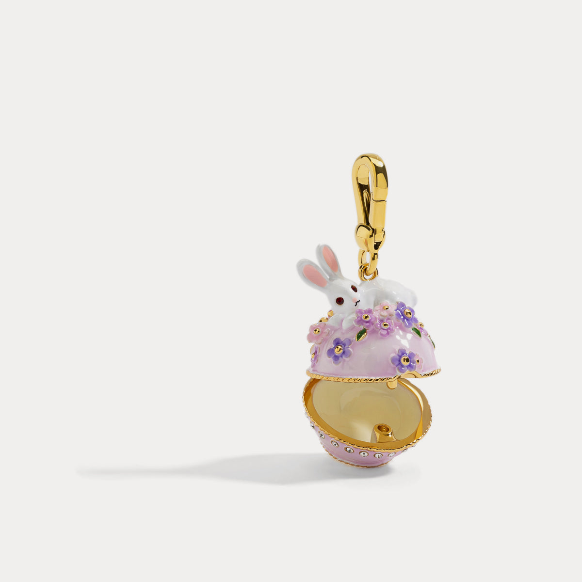 rabbit flower box 18k gold pendant necklace