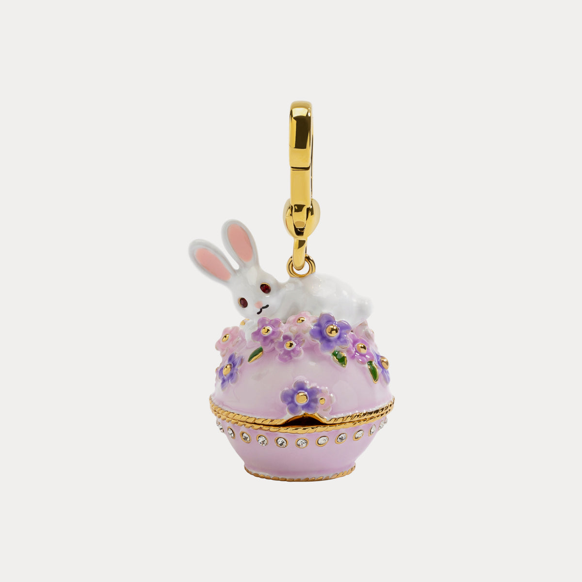 Enamel rabbit flower box pendant necklace