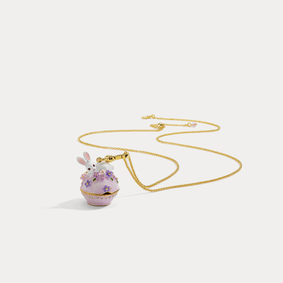 rabbit flower egg box pendant necklace