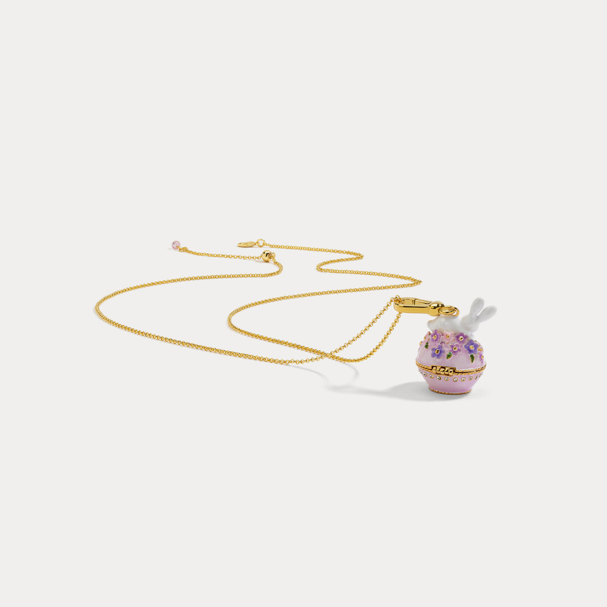 rabbit flower box pendant necklace for women