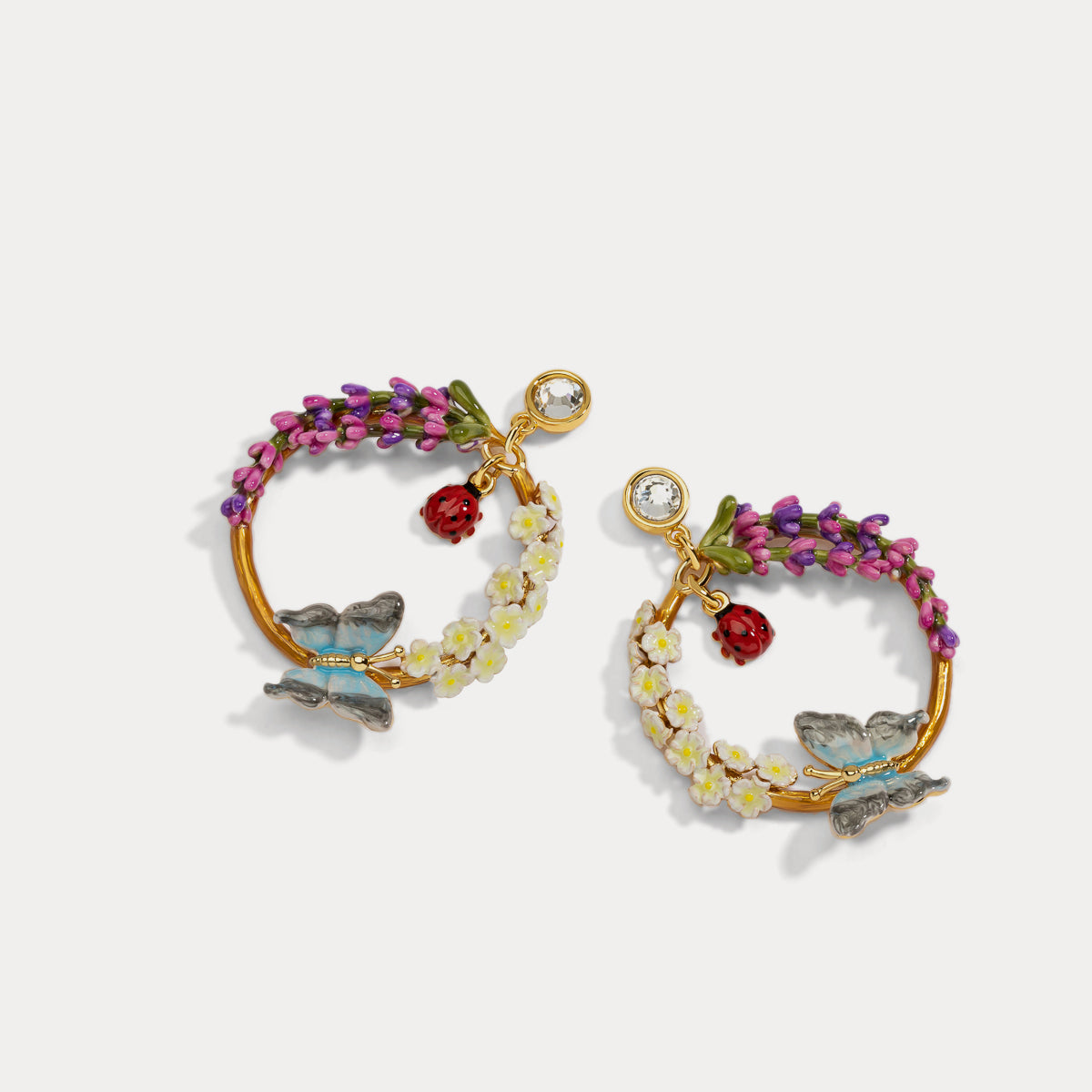 garden butterfly diamond earrings