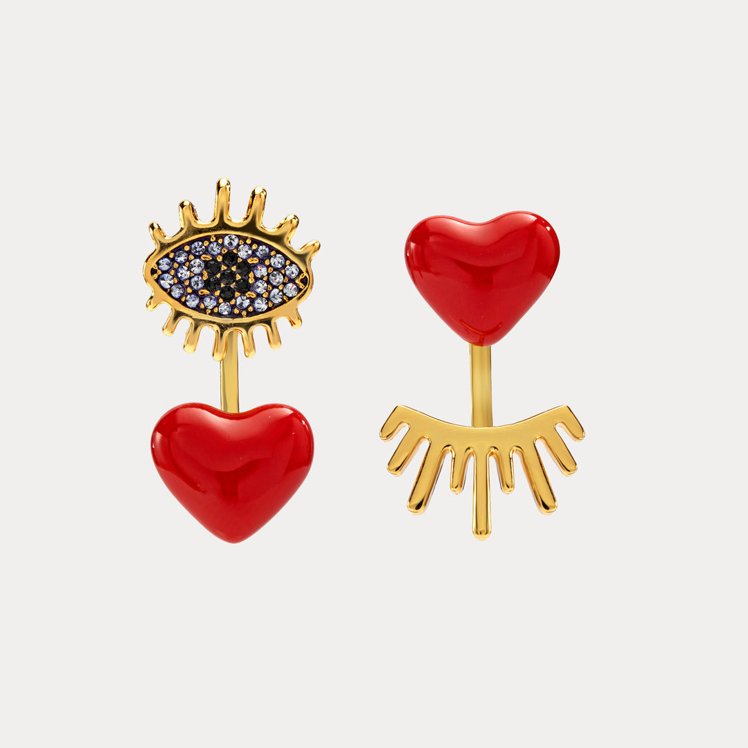 Selenichast Heart Evil Eye Earrings