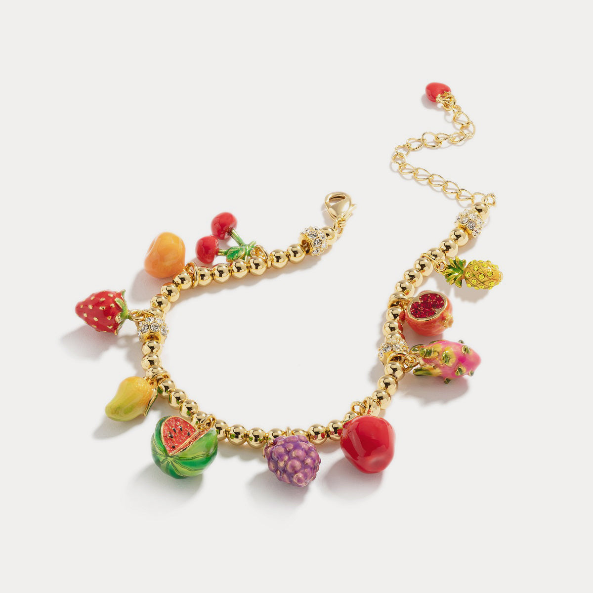 fruit basket enamel gold bracelet