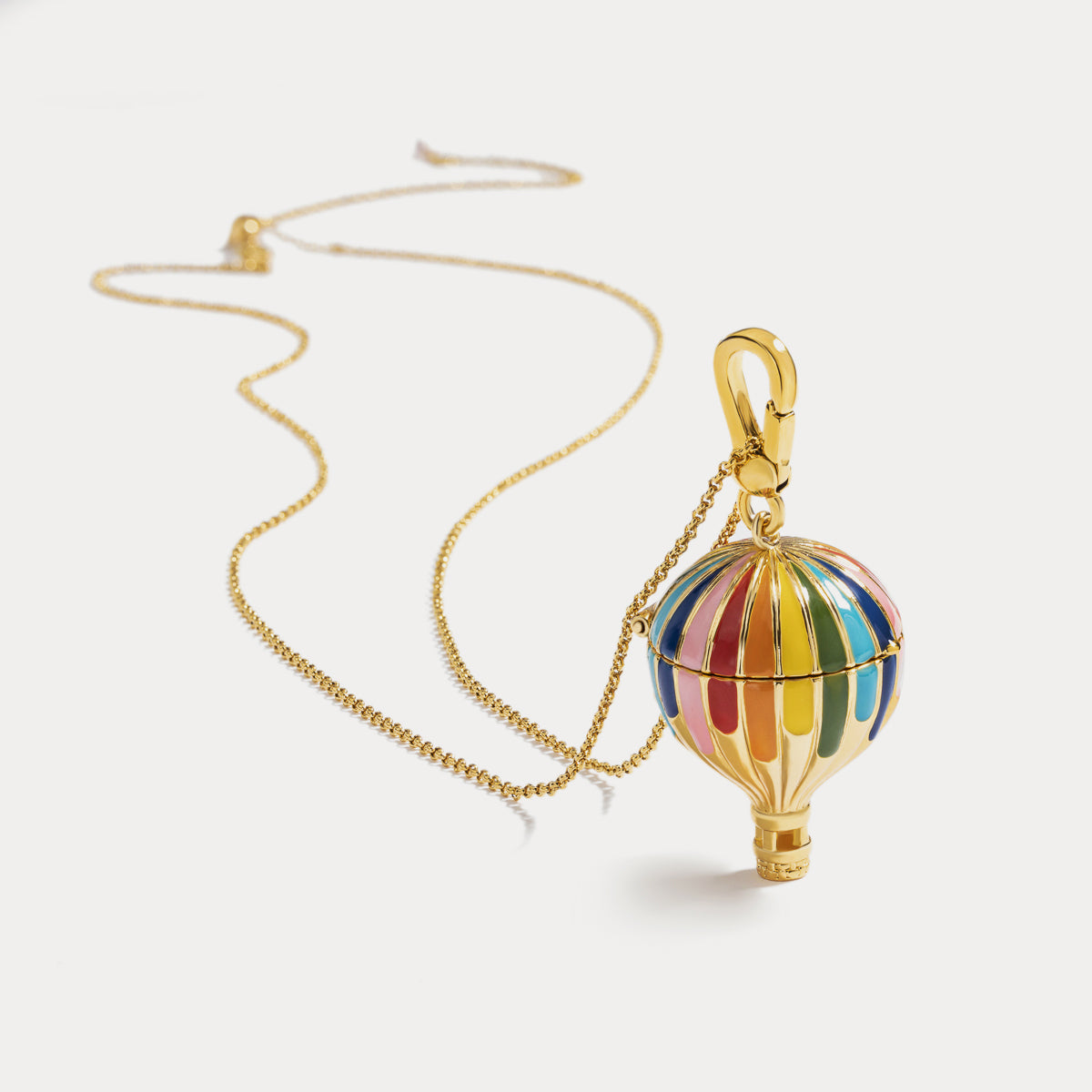 hot air balloon pendant long locket necklace